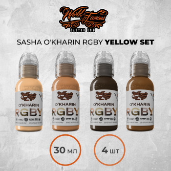 Sasha O'Kharin RGBY Yellow Set  — World Famous Tattoo Ink — Набор красок для тату 